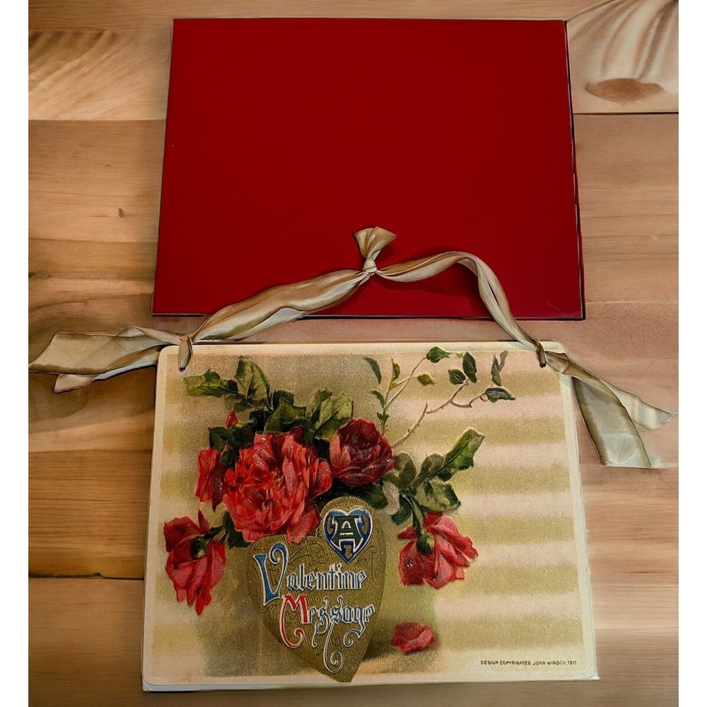 Large Cardboard Valentines Day Card Postcard Victorian Inspired Wall Hanging NEW